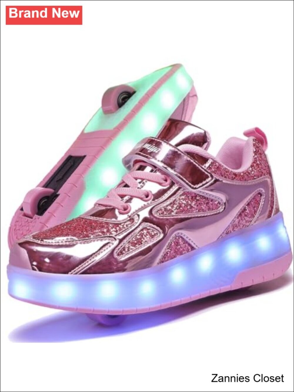 ✨ Kids Light-Up Roller Shoes with Wheels USB Rechargeable LED Sneakers